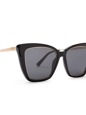 Diff Eyewear Black Cat-Eye Sunglasses with Gold Accents